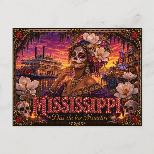 Postal Mississippi Día de los Muertos Retro (Anverso)