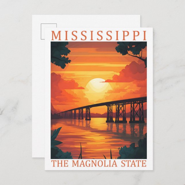 Postal MIssissippi el Magnolia State USA Travel Place (Anverso / Reverso)