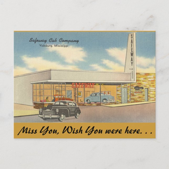Postal Mississippi, Safeway Cab Co., Vicksburg (Anverso)
