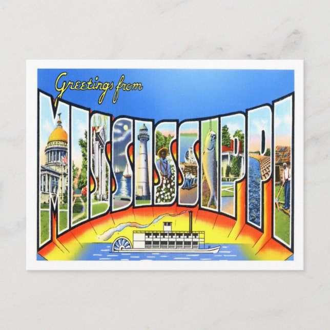 Postal Mississippi Vintage Big Letters (Anverso)