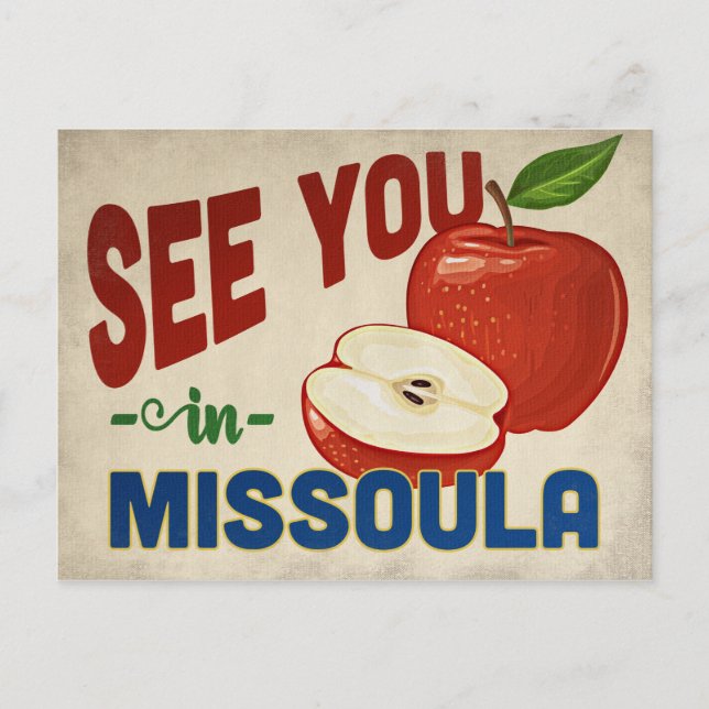 Postal Missoula Montana Apple - Viajes de época (Anverso)