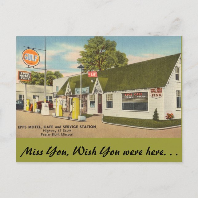 Postal Missouri, Epps Motel, Cafe, Poplar Bluff (Anverso)
