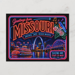 Postal Missouri Neon Estado Retro Vintage