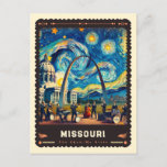 Postal Missouri | Vincent Van Gogh Inspired<br><div class="desc">Descubra el encanto del estado Show-Me con el "Misuri" | Postales inspiradas por Vincent van Gogh". Esta postal presenta una impresionante representación de los diversos paisajes de Misuri -desde las bulliciosas calles de St. Louis hasta las serenas montañas Ozark, todo a través del expresivo y vibrante estilo de Vincent van...</div>