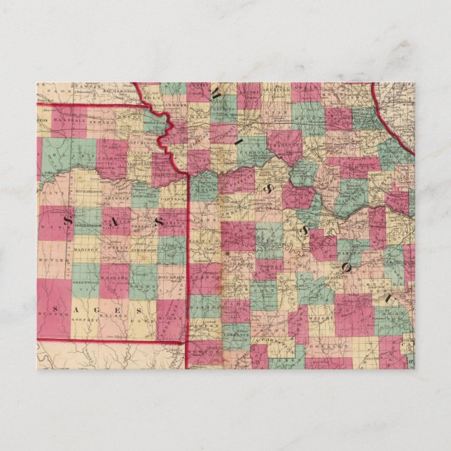 Postal Missouri y Kansas (Anverso)