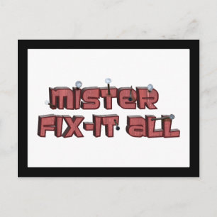 Postal Mister Fix-It Todo Diseño De Texto De Madera