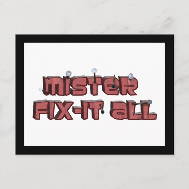 Postal Mister Fix-It Todo Diseño De Texto De Madera (Anverso)