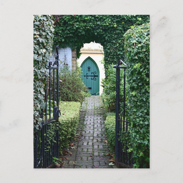 Postal misteriosa puerta de entrada abierta (Anverso)