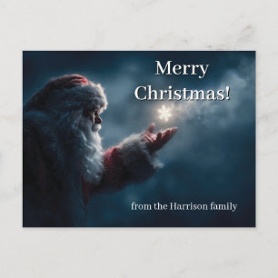 Postal Misterioso Santa Claus soplando un copo de nieve b