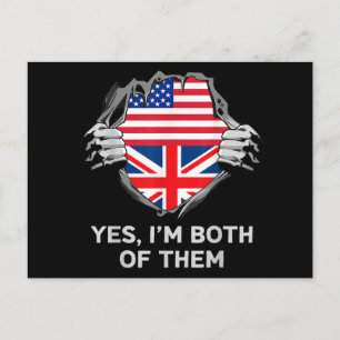 Postal Mitad Americano Mitad Británico USA Inglaterra Ban
