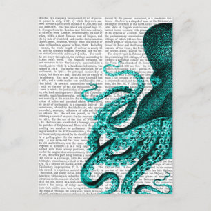 Postal Mitad verde octopus