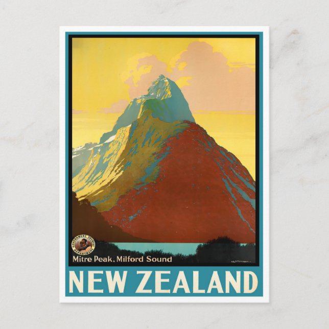 Postal Miter Peak New Zealand vintage (Anverso)