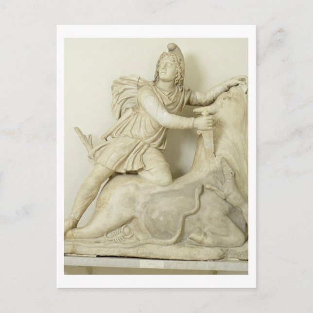 Postal Mithras Sacrificando el toro, alivio de mármol, ro (Anverso)