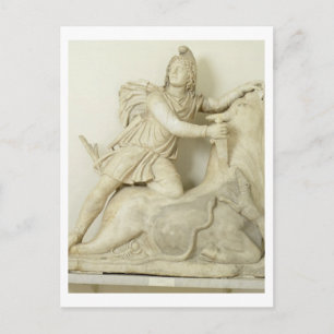 Postal Mithras Sacrificando el toro, alivio de mármol, ro