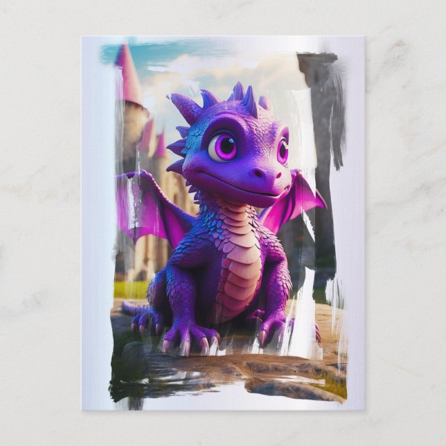 Postal *~* Mítica Fantasía AP48 Niños Dragón Personalizad (Anverso)