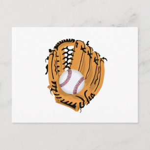 Postal Mitt y pelota de béisbol