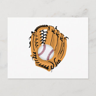 Postal Mitt y pelota de béisbol