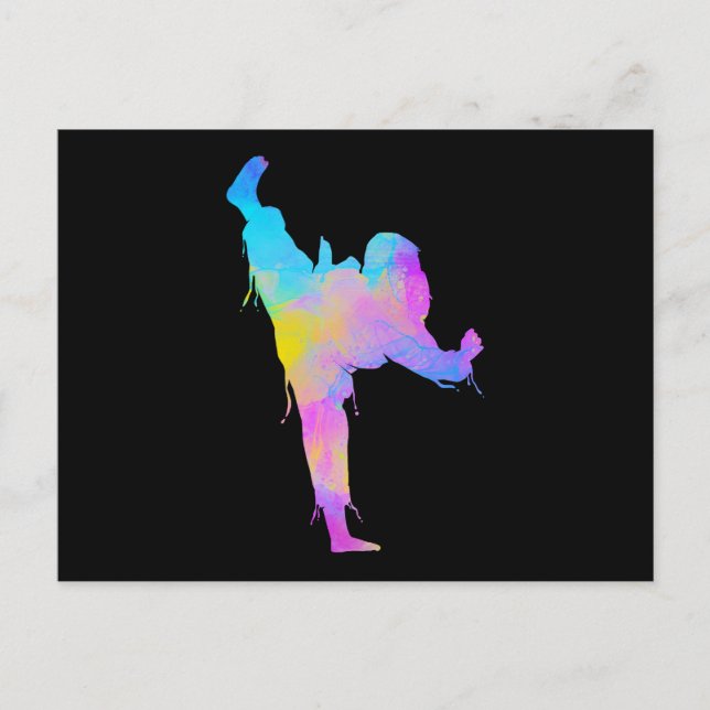 Postal Mixed Martial Arts Colorful Silhouette for Girls (Anverso)