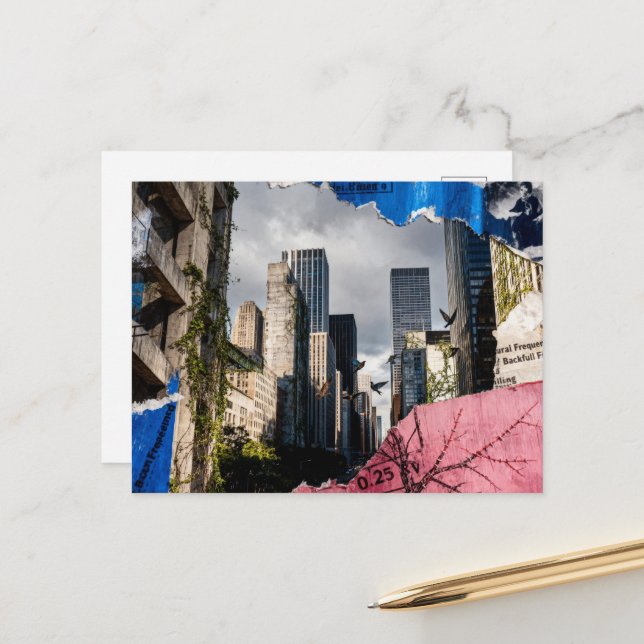 Postal Mixed media Architecture Collage (Anverso/Reverso In Situ)