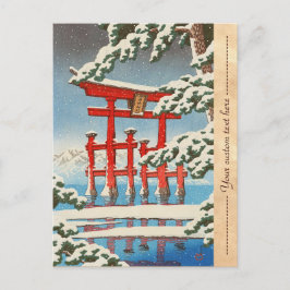 Postal Miyajima en la nieve Hasui Kawase shin hanga art