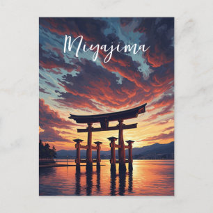 Postal Miyajima flotante Torii Itsukushima Shrine Sunset