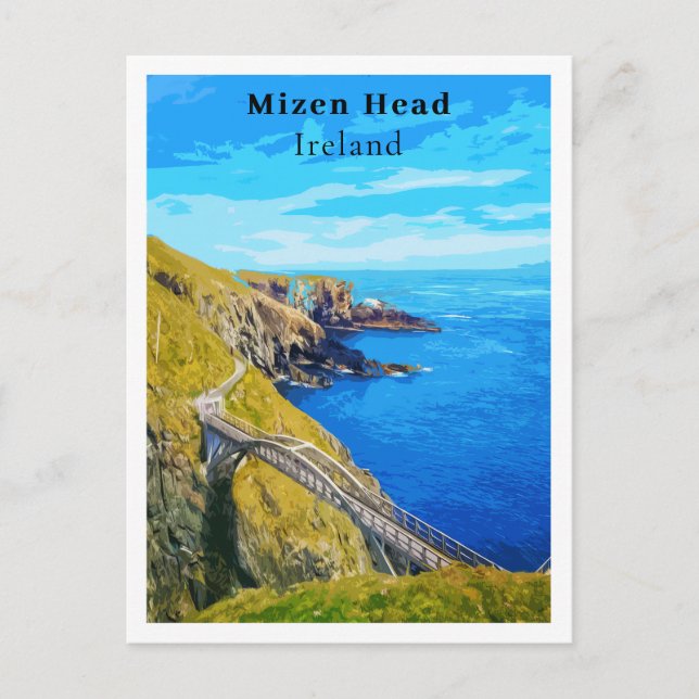 Postal Mizen Head Cork Irlanda Estilo Retro  (Anverso)