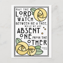 Postal Mizpah | Rosas amarillas de Art Nouveau