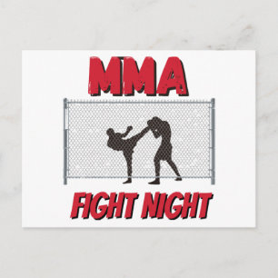 Postal MMA: Texto nocturno de lucha y silueta de dos luch
