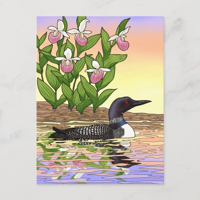 Postal MN State Bird Flower Lopper Lady Slipper (Anverso)