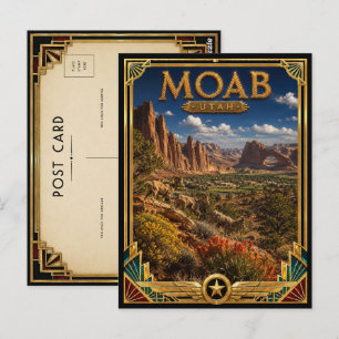 Postal Moab Utah Arte Deco Antiguo Edad Dorada