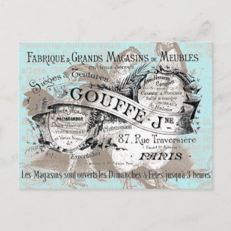 Postal Mobiliario francés del pollo