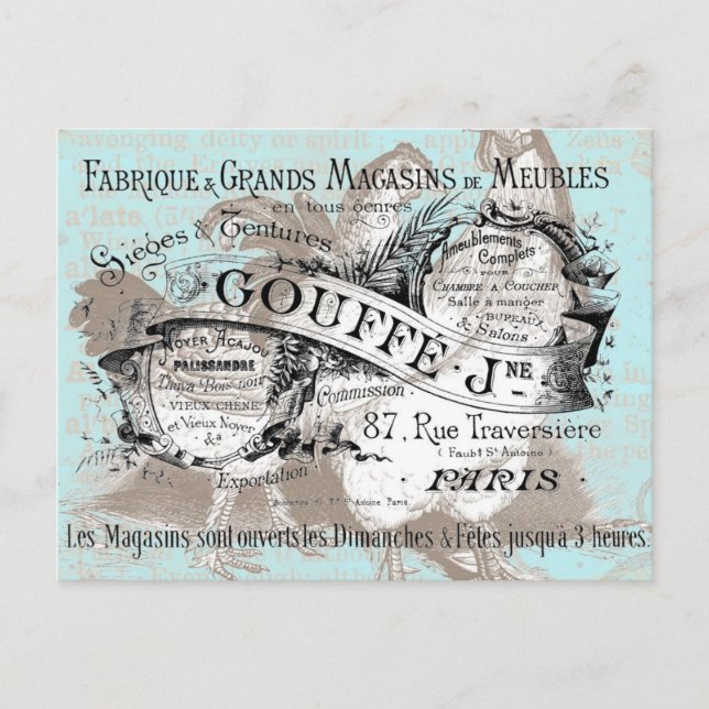 Postal Mobiliario francés del pollo (Anverso)