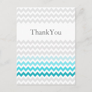 Postal Mod chevron aqua Ombre boda Gracias