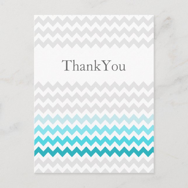 Postal Mod chevron aqua Ombre boda Gracias (Anverso)