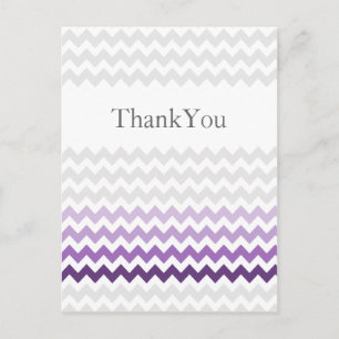 Postal Mod chevron púrpura Ombre boda Gracias