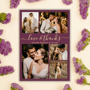 Postal Moda Amor Borgoña y Gracias Boda Gracias