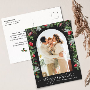 Postal Moda Arco Botánico Gris Oscuro Festividad Moderna