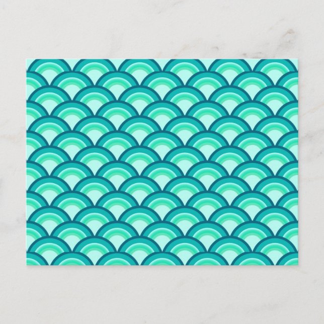 Postal Moda Art Decó - tonos turquesa (Anverso)