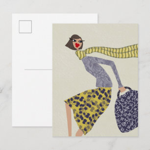 Postal Moda Arte Chic Otoño Invierno Miss Honey