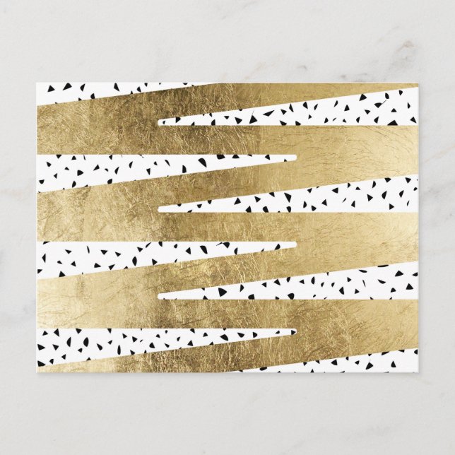 Postal Moda artística oro y negro zigzag y resumen (Anverso)