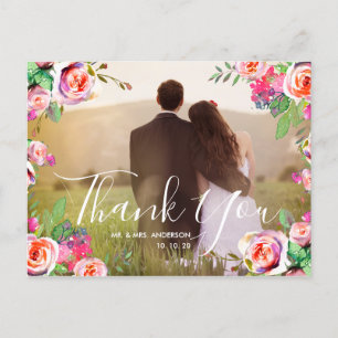 Postal Moda Boda floral de foto con letras