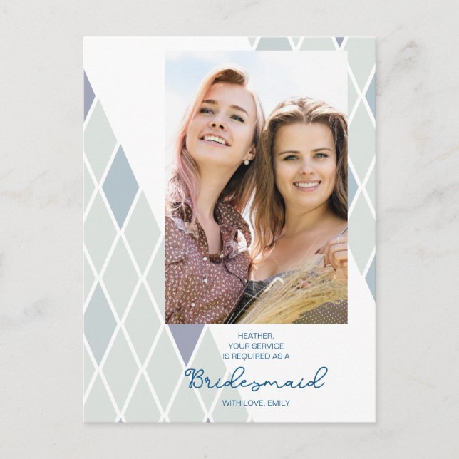 Postal Moda Bridesmaid Elegante Resumen Foto Propuesta  (Anverso)