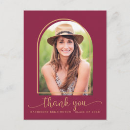 Postal Moda Burgundy Gold Photo Graduation Gracias