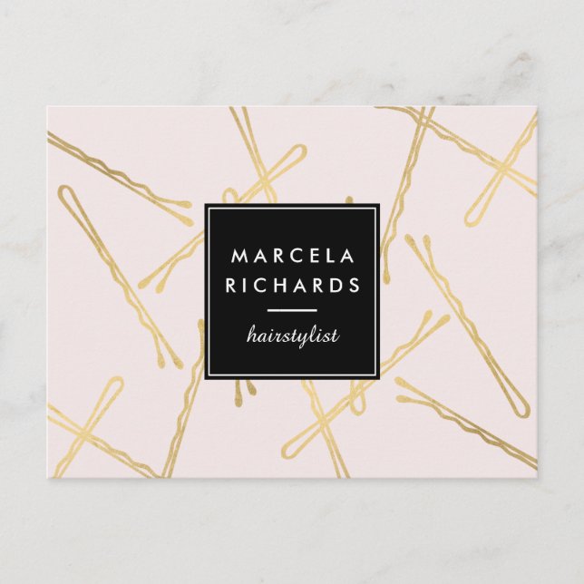 Postal Moda Café Bobby Pins Salón Estilista Pink (Anverso)