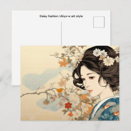 Postal Moda Daisy estilo de arte Ukiyo-e