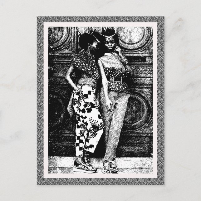 Postal Moda de arte pop retro africano (Anverso)
