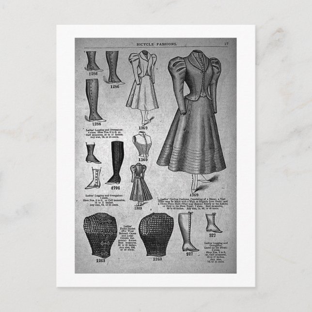 Postal Moda de bicicleta de Lady's 1897 - Vintage (Anverso)