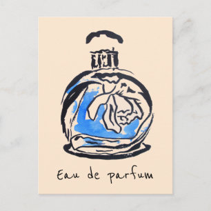 Postal Moda de botella perfume acuarela eau de parfum