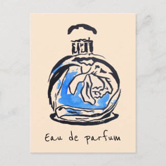 Postal Moda de botella perfume acuarela eau de parfum