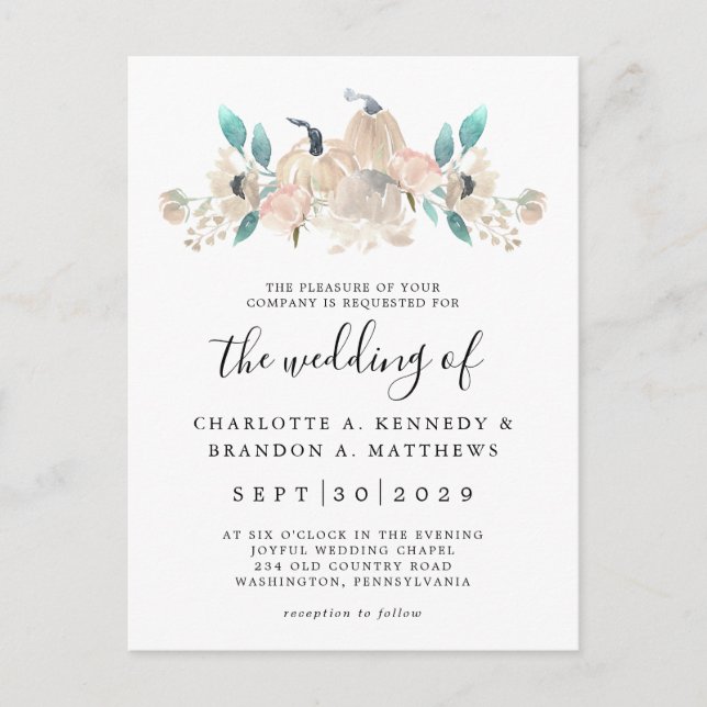 Postal Moda de calabaza crema y eucalipto otoño (Anverso)